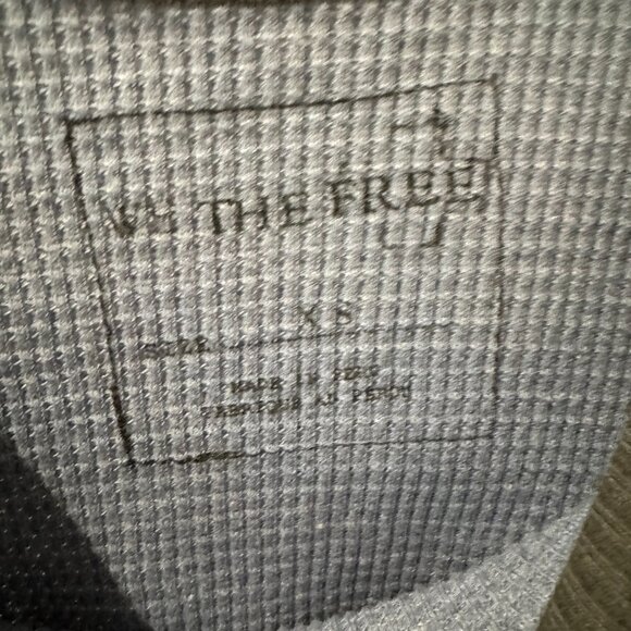 Free People Blue and Grey Waffle Knit Long Sleeve T-Shirt - Picture 3 of 4